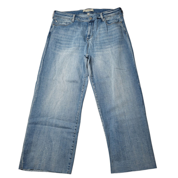 Liverpool Stride High Rise Wide Leg Jeans Cut Raw Hem Medium Weir Canyon Wash 14 - Picture 3 of 12